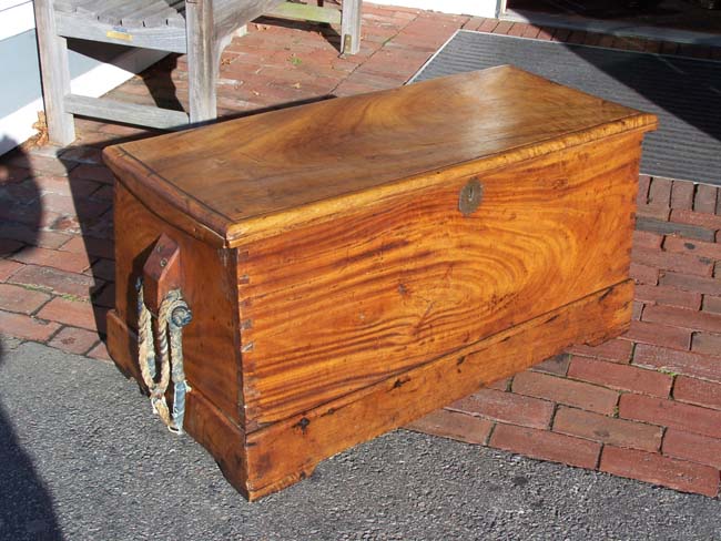 A rare early 19th century Camphorwood Seamen's Chest retaining its' original canvas protective cover — image 2
